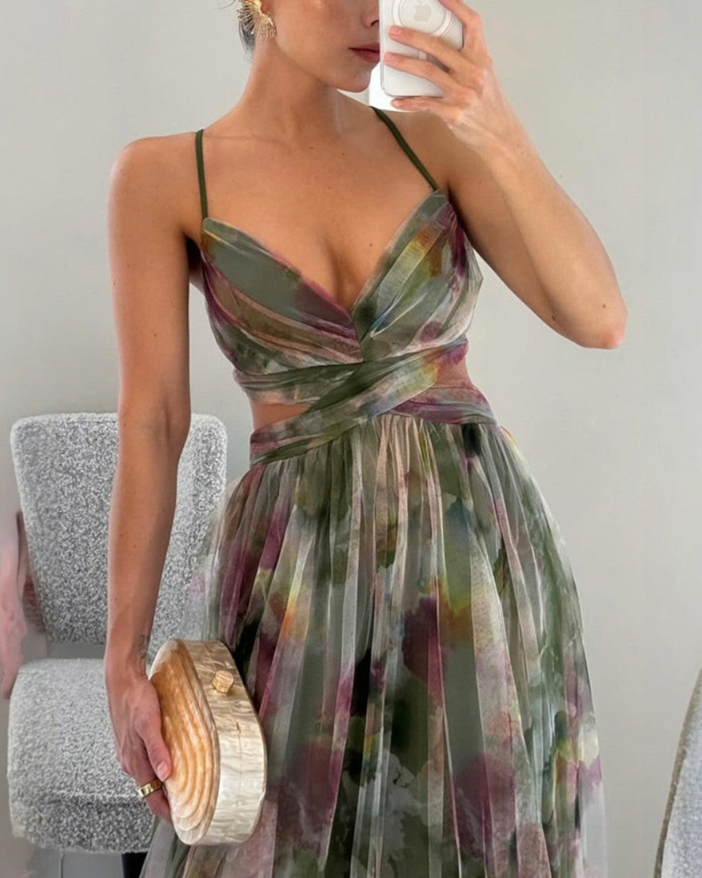 Giselle - Vestido largo con estampado floral encantador