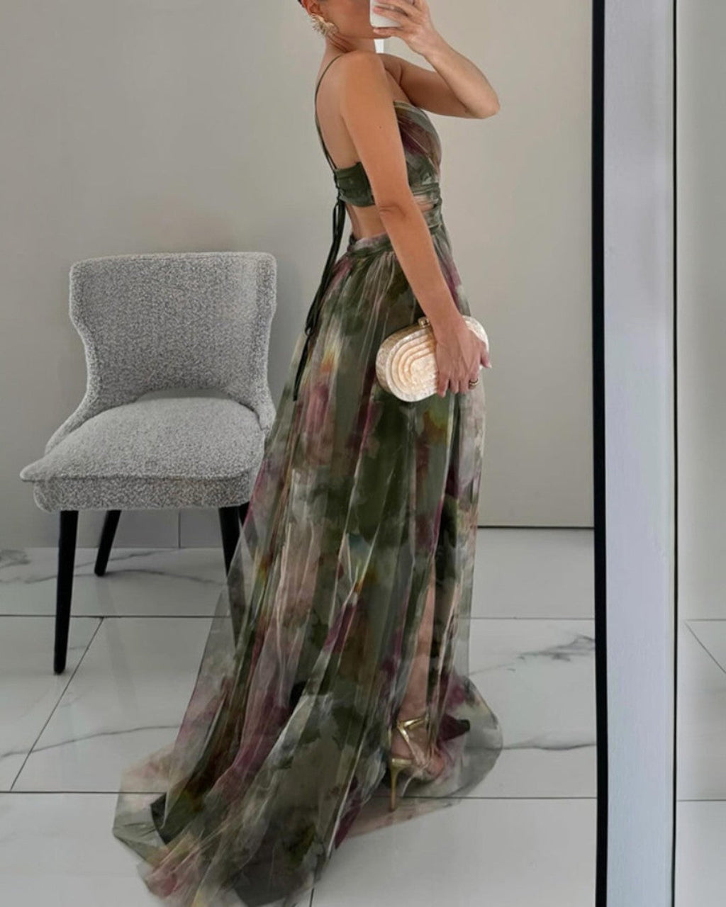 Giselle - Vestido largo con estampado floral encantador