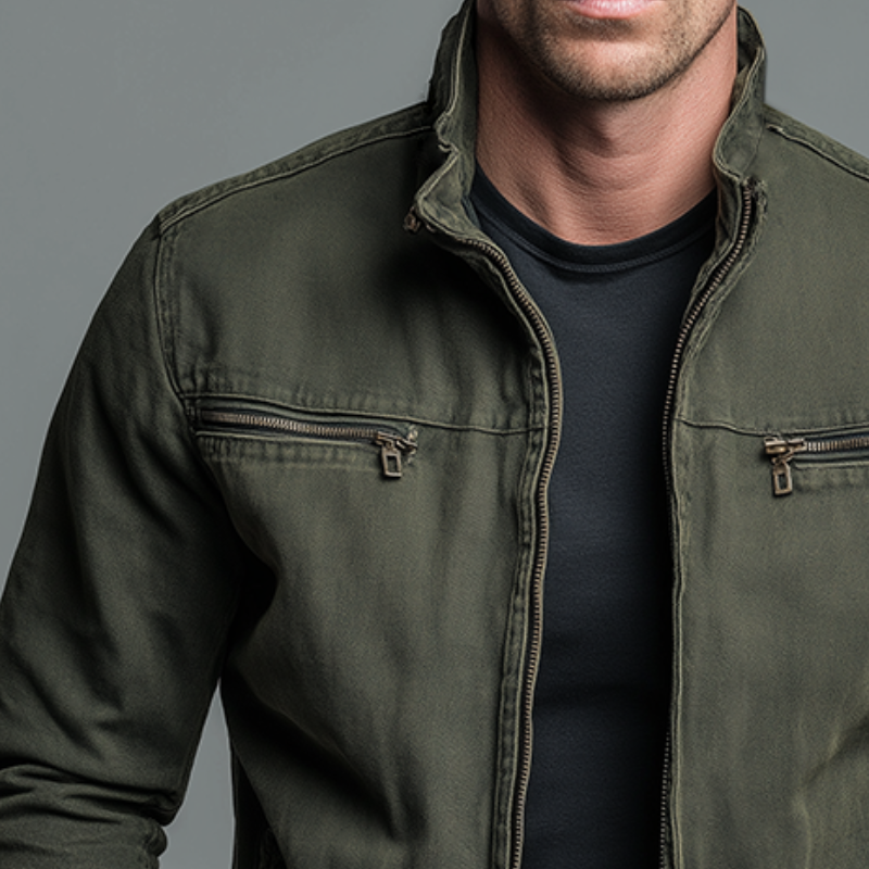 CARLOS™ Chaqueta Vintage con Cremallera – Estilo Retro Sofisticado