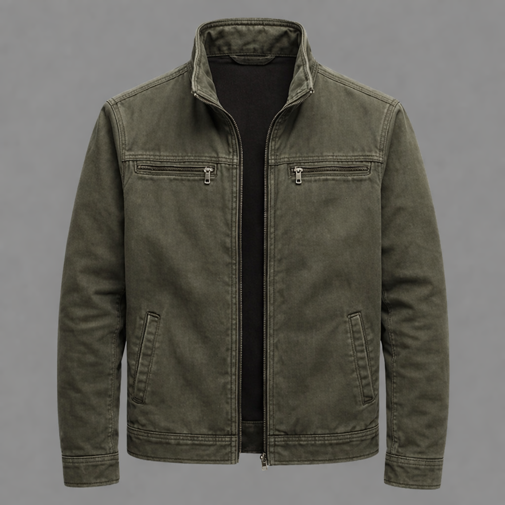 CARLOS™ Chaqueta Vintage con Cremallera – Estilo Retro Sofisticado