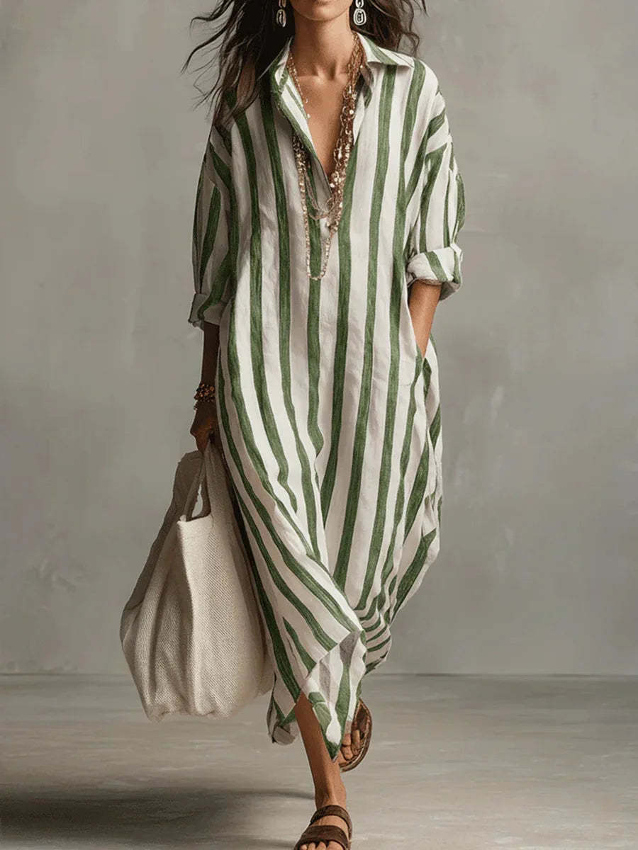 Martina | Vestido camisero de rayas con silueta fluida