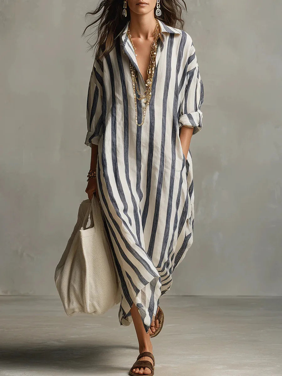 Martina | Vestido camisero de rayas con silueta fluida