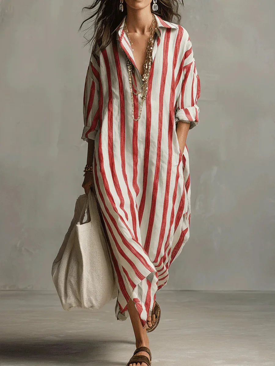 Martina | Vestido camisero de rayas con silueta fluida