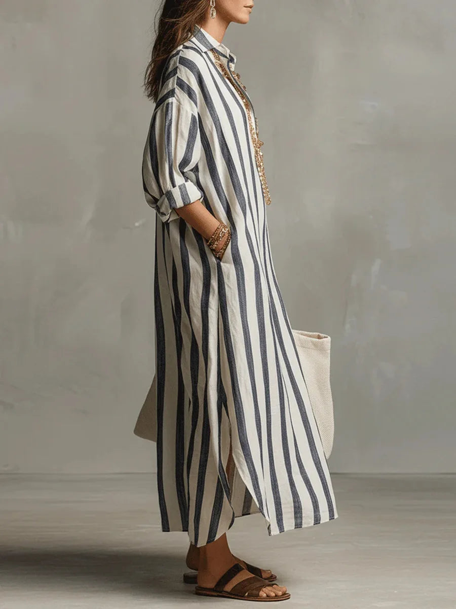 Martina | Vestido camisero de rayas con silueta fluida