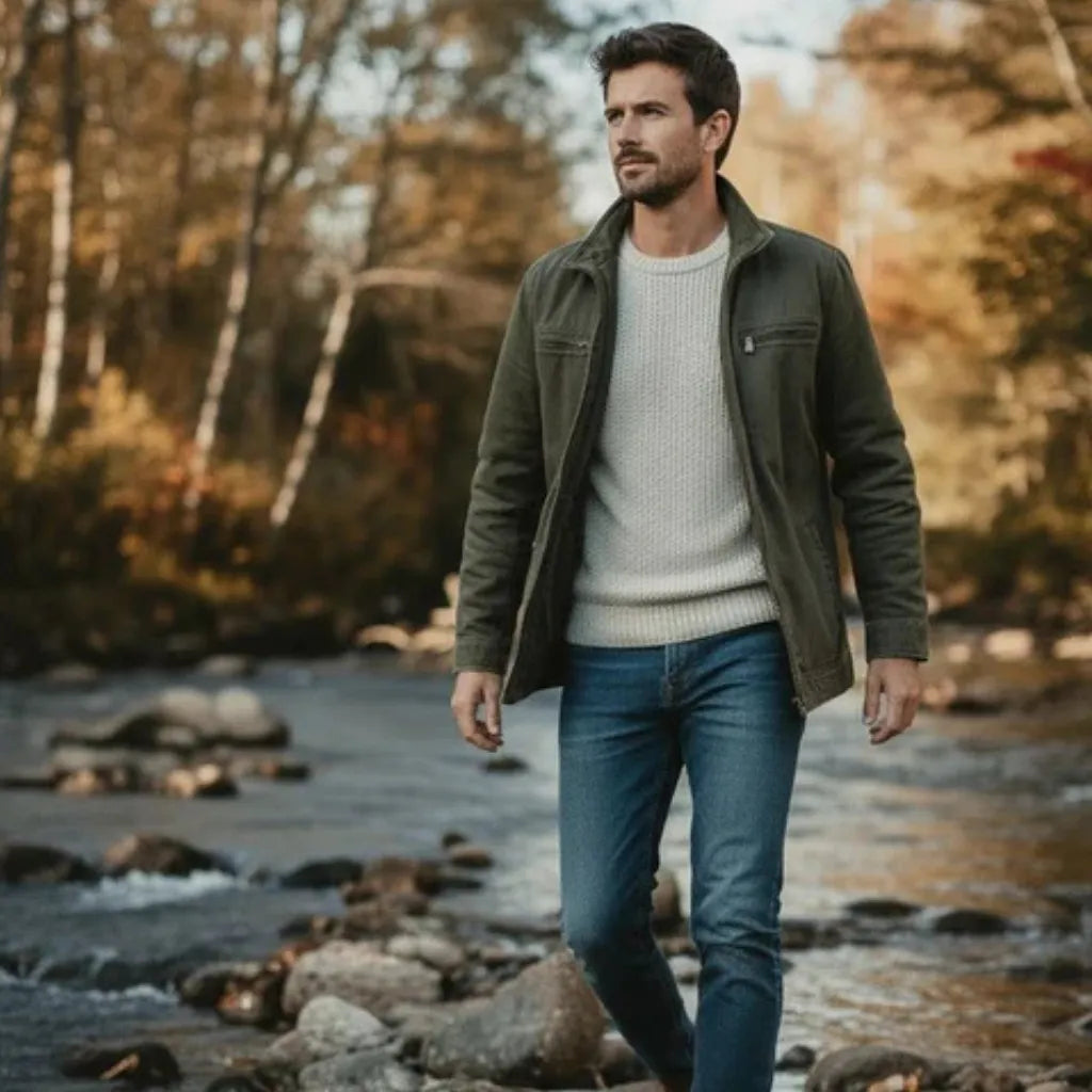CARLOS™ Chaqueta Vintage con Cremallera – Estilo Retro Sofisticado