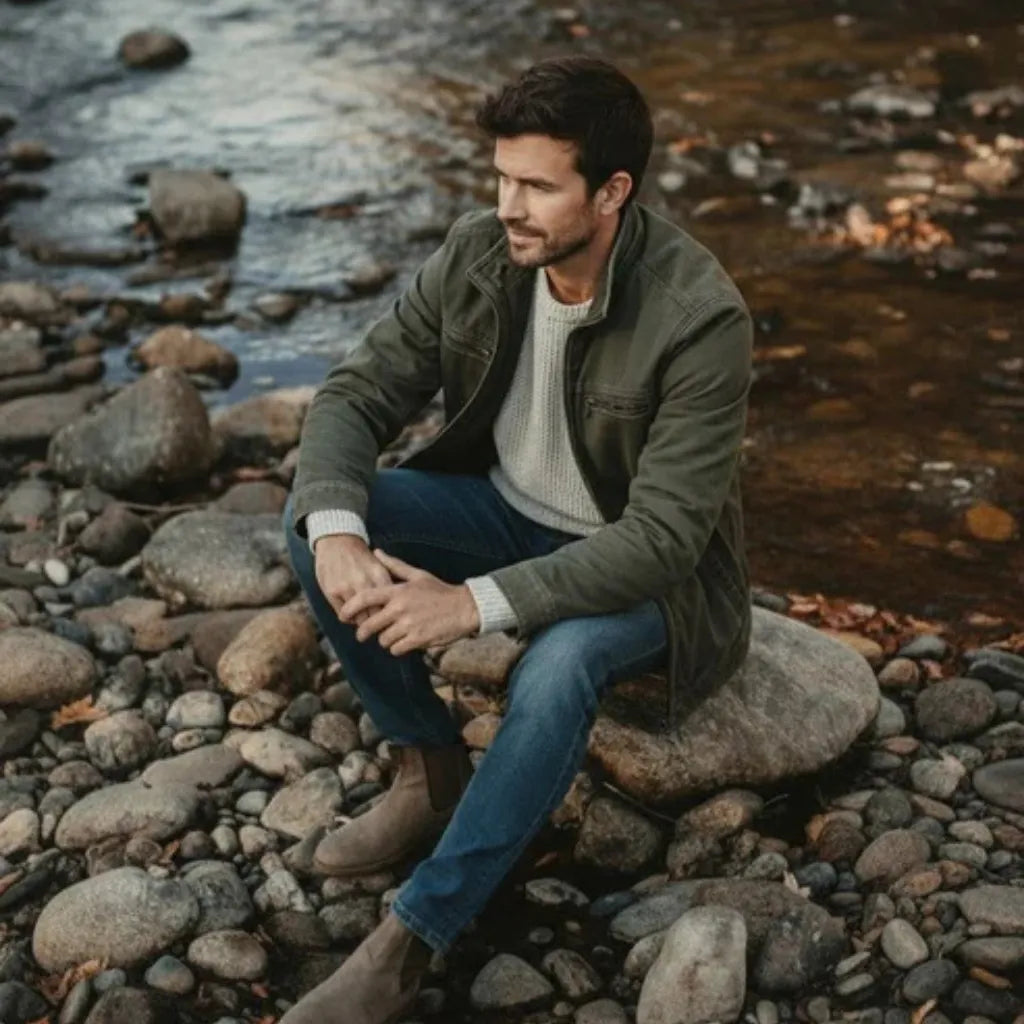 CARLOS™ Chaqueta Vintage con Cremallera – Estilo Retro Sofisticado