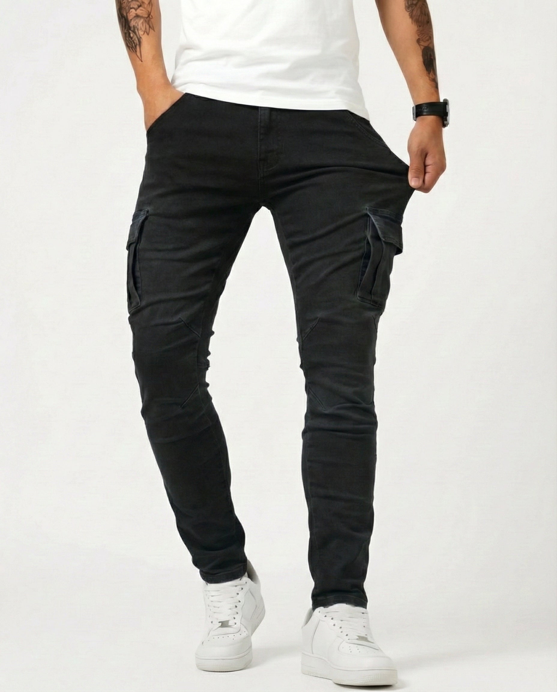 Pantalón Cargo Elástico Azul Marino - Cómodo y Práctico